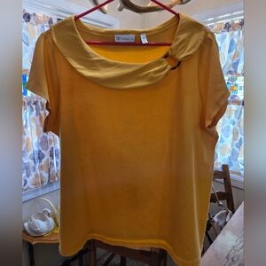 Rafaella Women's Yellow Top with Stylish Neckline Detail. Size 2X. EE CP